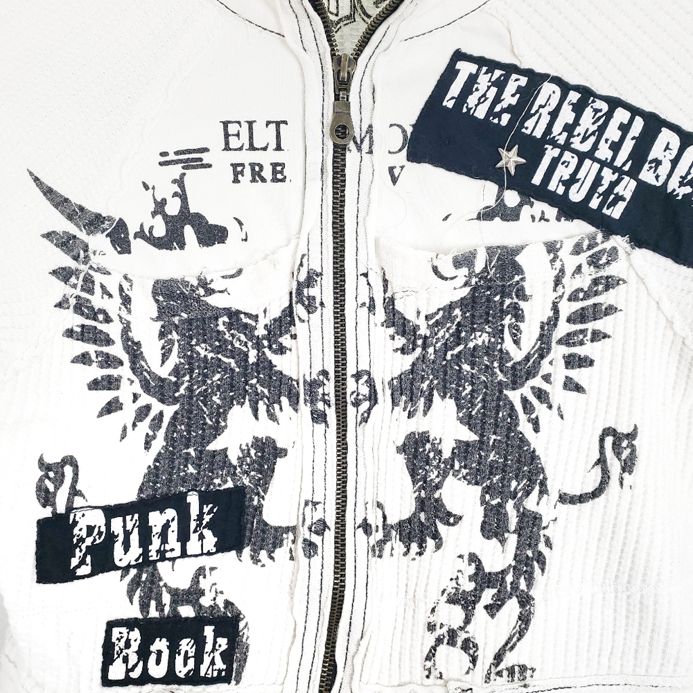 WET Women's 100% Cotton Edgy Punk Rock Rebel Long Sleeve Zip Up Jacket Size: Lg - Picture 2 of 5